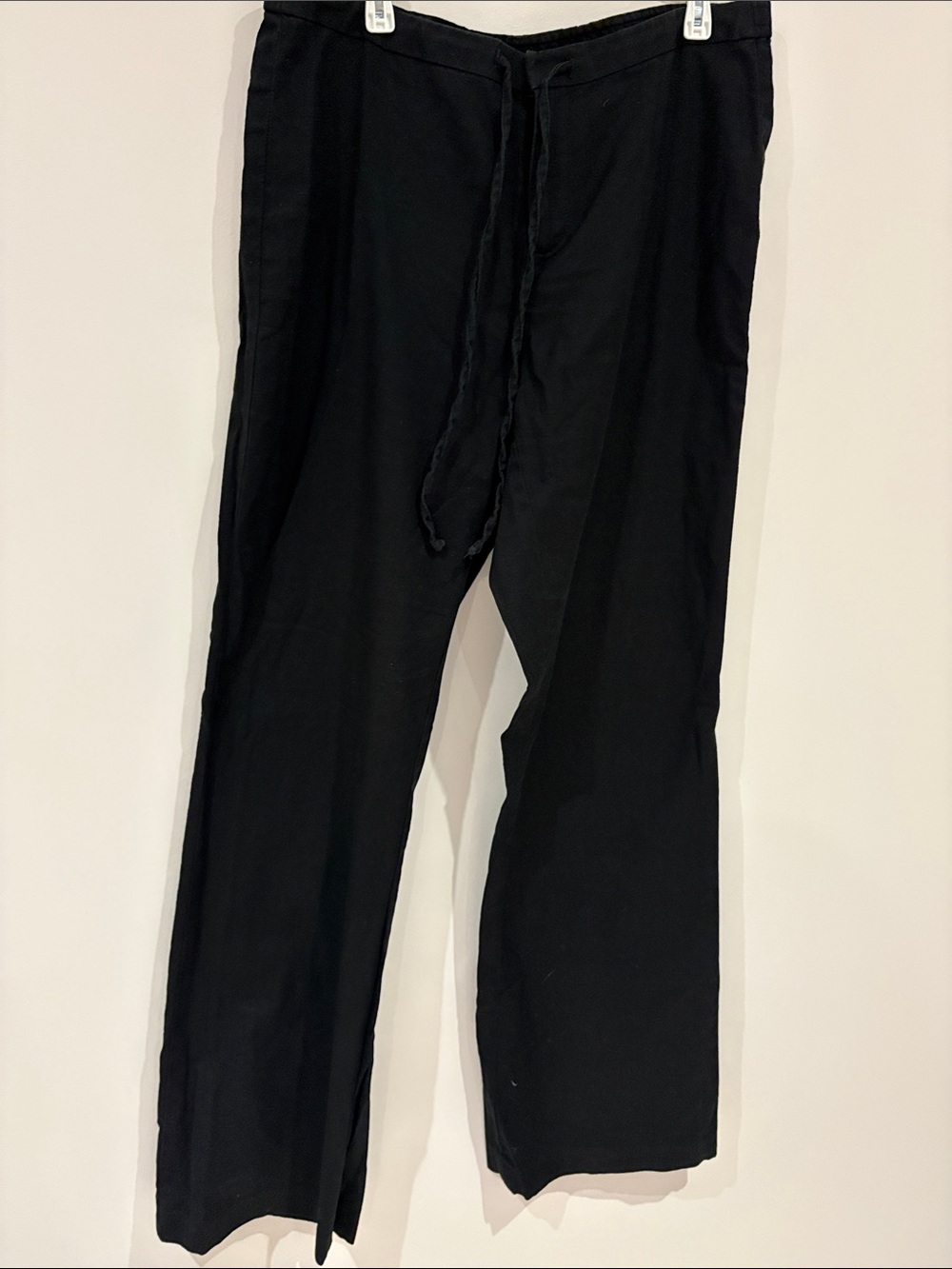 Liz Claiborne Black Drawstring Linen Trousers